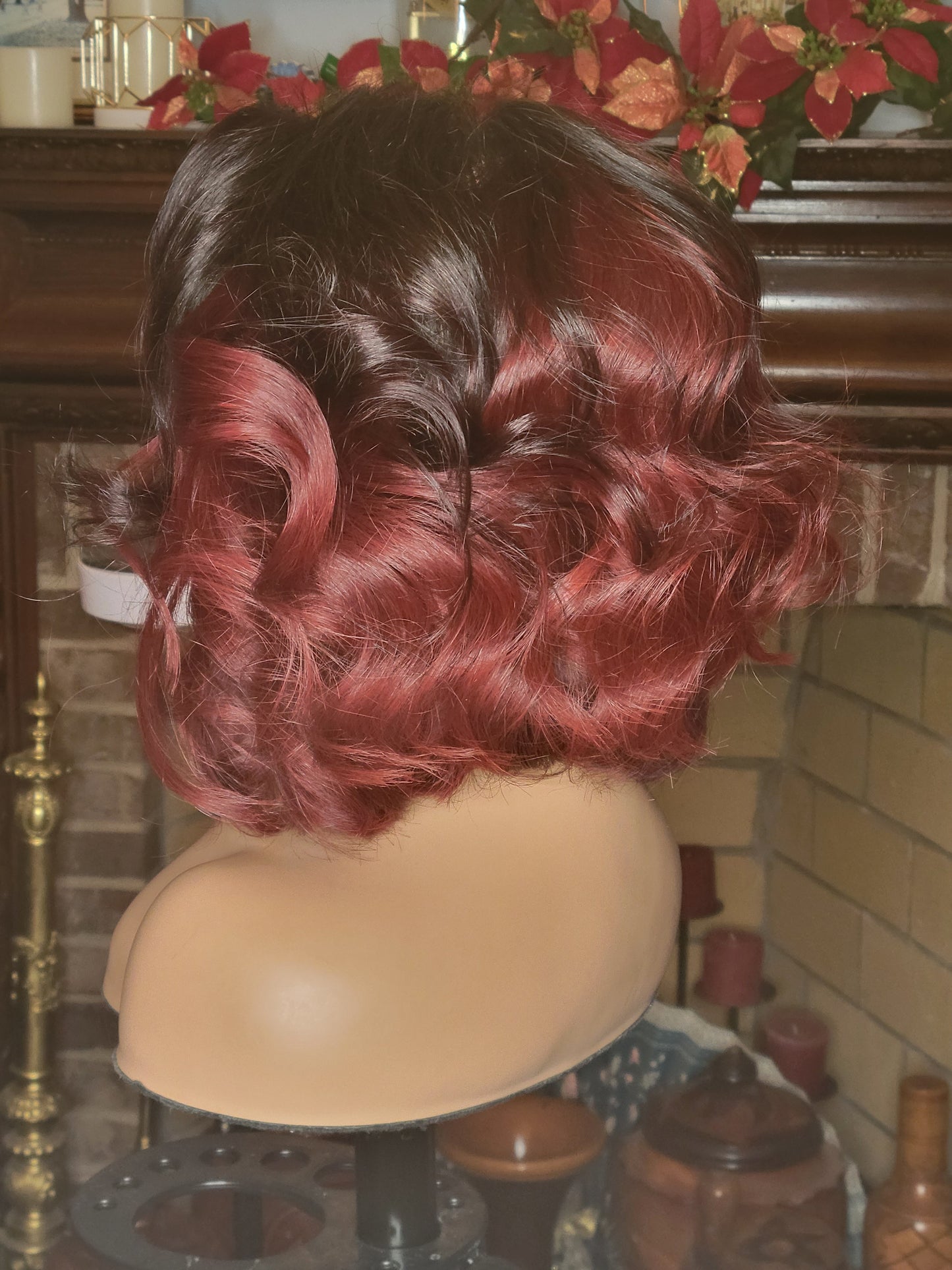 Mechel, 5x5 Closure Wig Straight Ombre Brunette Glueless Human Hair Wig