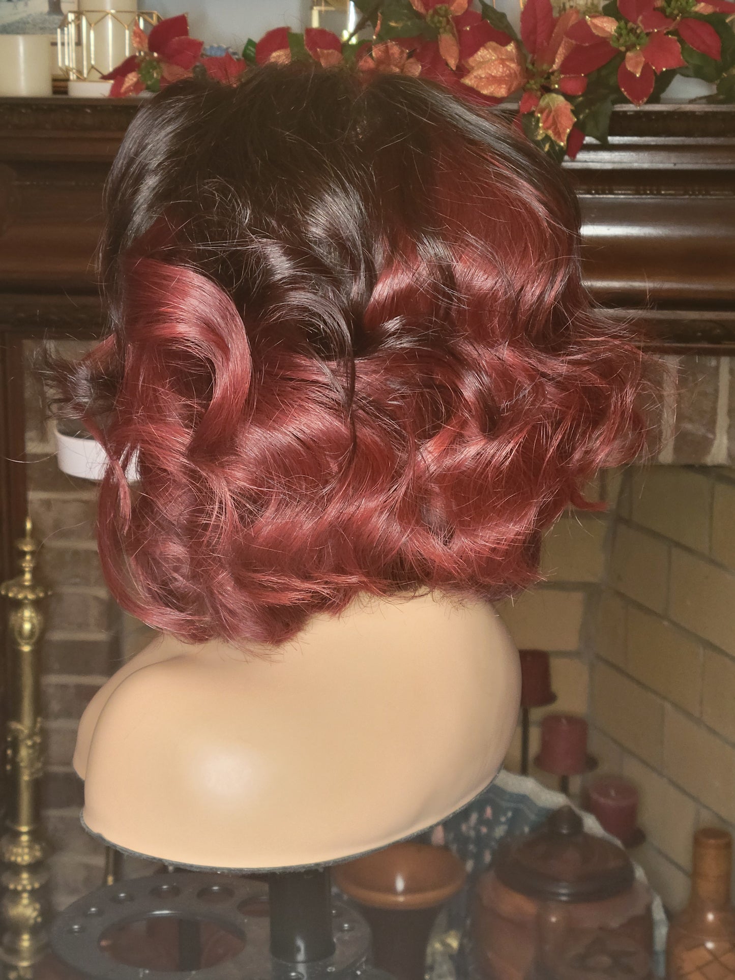 Mechel, 5x5 Closure Wig Straight Ombre Brunette Glueless Human Hair Wig